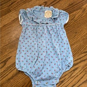 The Beaufort Bonnet Company Blue Floral Bubble size 18mo